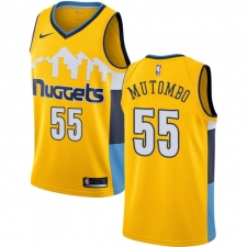 Women's Nike Denver Nuggets #55 Dikembe Mutombo Authentic Gold Alternate NBA Jersey Statement Edition