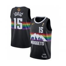 Men's Denver Nuggets #15 Nikola Jokic Black 2023 Finals Champions City Edition Stitched Basketball Jersey