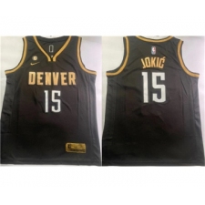 Men's Denver Nuggets #15 Nikola Jokic Black With NO.6 Stitched Jersey