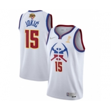 Men's Denver Nuggets #15 Nikola Jokic White 2023 Finals Champions Earned Edition Stitched Basketball Jersey