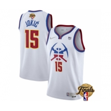 Men's Denver Nuggets #15 Nikola Jokic White 2023 Finals Earned Edition Stitched Basketball Jersey