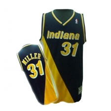 Men's Mitchell and Ness Indiana Pacers #31 Reggie Miller Authentic Black/Yellow Throwback NBA Jersey