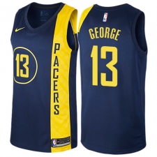 Men's Nike Indiana Pacers #13 Paul George Authentic Navy Blue NBA Jersey - City Edition