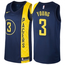 Men's Nike Indiana Pacers #3 Joe Young Authentic Navy Blue NBA Jersey - City Edition