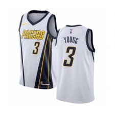 Men's Nike Indiana Pacers #3 Joe Young White Swingman Jersey - Earned Edition
