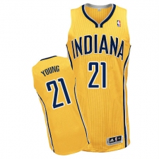 Men's Adidas Indiana Pacers #21 Thaddeus Young Authentic Gold Alternate NBA Jersey