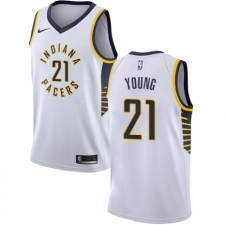 Men's Nike Indiana Pacers #21 Thaddeus Young Authentic White NBA Jersey - Association Edition