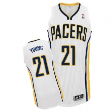 Women's Adidas Indiana Pacers #21 Thaddeus Young Authentic White Home NBA Jersey