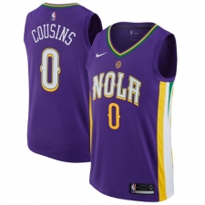Men's Nike New Orleans Pelicans #0 DeMarcus Cousins Authentic Purple NBA Jersey - City Edition
