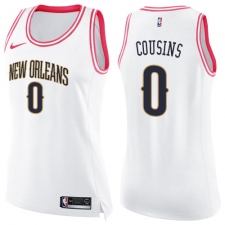 Women's Nike New Orleans Pelicans #0 DeMarcus Cousins Swingman White/Pink Fashion NBA Jersey