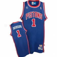 Men's Adidas Detroit Pistons #1 Allen Iverson Swingman Blue Throwback NBA Jersey