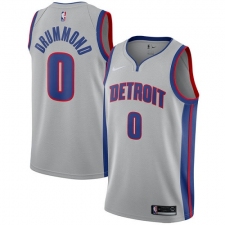 Men's Nike Detroit Pistons #0 Andre Drummond Authentic Silver NBA Jersey Statement Edition