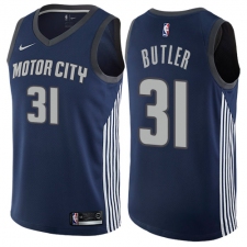 Men's Nike Detroit Pistons #31 Caron Butler Authentic Navy Blue NBA Jersey - City Edition