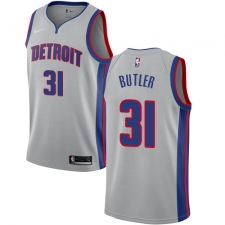 Men's Nike Detroit Pistons #31 Caron Butler Authentic Silver NBA Jersey Statement Edition