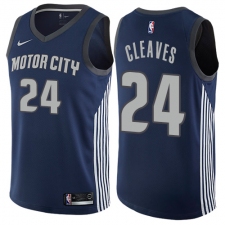 Men's Nike Detroit Pistons #24 Mateen Cleaves Authentic Navy Blue NBA Jersey - City Edition