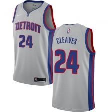 Men's Nike Detroit Pistons #24 Mateen Cleaves Authentic Silver NBA Jersey Statement Edition