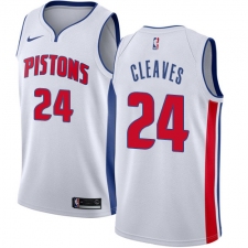 Men's Nike Detroit Pistons #24 Mateen Cleaves Authentic White Home NBA Jersey - Association Edition