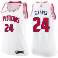 Women's Nike Detroit Pistons #24 Mateen Cleaves Swingman White/Pink Fashion NBA Jersey