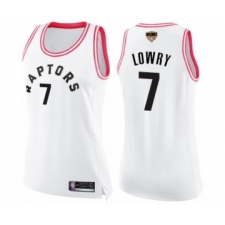 Women's Toronto Raptors #7 Kyle Lowry Swingman White Pink Fashion 2019 Basketball Finals Bound Jersey