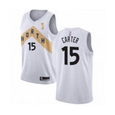 Men's Toronto Raptors #15 Vince Carter Swingman White 2019 Basketball Finals Champions Jersey - City Edition
