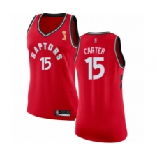 Women's Toronto Raptors #15 Vince Carter Swingman Red 2019 Basketball Finals Champions Jersey - Icon Edition