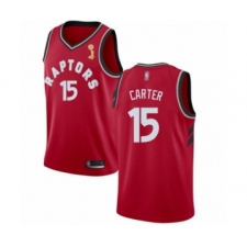 Youth Toronto Raptors #15 Vince Carter Swingman Red 2019 Basketball Finals Champions Jersey - Icon Edition