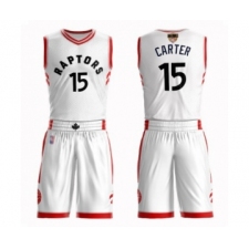 Youth Toronto Raptors #15 Vince Carter Swingman White 2019 Basketball Finals Bound Suit Jersey - Association Edition