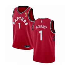Men's Toronto Raptors #1 Tracy Mcgrady Swingman Red 2019 Basketball Finals Champions Jersey - Icon Edition