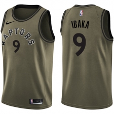 Men's Nike Toronto Raptors #9 Serge Ibaka Swingman Green Salute to Service NBA Jersey