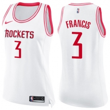 Women's Nike Houston Rockets #3 Steve Francis Swingman White/Pink Fashion NBA Jersey