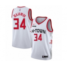 Men's Houston Rockets #34 Hakeem Olajuwon Swingman White Basketball Jersey - 2019 20 City Edition