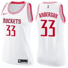 Women's Nike Houston Rockets #33 Ryan Anderson Swingman White/Pink Fashion NBA Jersey
