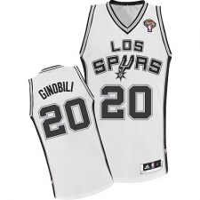 Men's Adidas San Antonio Spurs #20 Manu Ginobili Authentic White ABA Hardwood Classic NBA Jersey