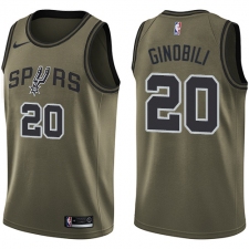 Men's Nike San Antonio Spurs #20 Manu Ginobili Swingman Green Salute to Service NBA Jersey