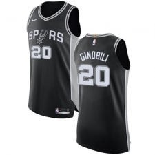 Youth Nike San Antonio Spurs #20 Manu Ginobili Authentic Black Road NBA Jersey - Icon Edition
