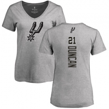 NBA Women's Nike San Antonio Spurs #21 Tim Duncan Ash Backer T-Shirt