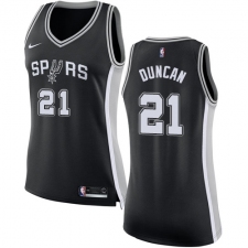 Women's Nike San Antonio Spurs #21 Tim Duncan Authentic Black Road NBA Jersey - Icon Edition
