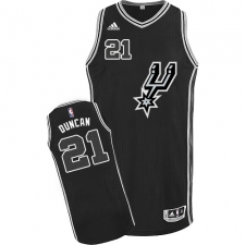 Youth Adidas San Antonio Spurs #21 Tim Duncan Authentic Black New Road NBA Jersey