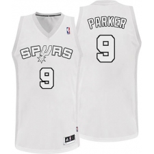 Men's Adidas San Antonio Spurs #9 Tony Parker Authentic White Winter On-Court NBA Jersey