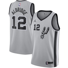 Men's San Antonio Spurs #12 LaMarcus Aldridge Jordan Brand Silver 2020-21 Swingman Jersey