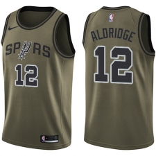 Youth Nike San Antonio Spurs #12 LaMarcus Aldridge Swingman Green Salute to Service NBA Jersey