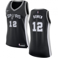 Women's Nike San Antonio Spurs #12 Bruce Bowen Authentic Black Road NBA Jersey - Icon Edition