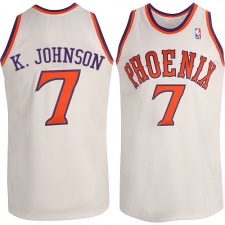 Men's Adidas Phoenix Suns #7 Kevin Johnson Authentic White New Throwback NBA Jersey