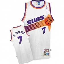 Men's Adidas Phoenix Suns #7 Kevin Johnson Authentic White Throwback NBA Jersey