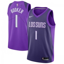 Men's Nike Phoenix Suns #1 Devin Booker Authentic Purple NBA Jersey - City Edition