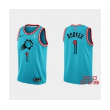 Men's Phoenix Suns #1 Devin Booker 2022-23 Blue City Edition Stitched Basketball Jersey