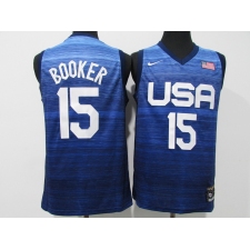 Men's Phoenix Suns #15 Devin Booker Blue USA Basketball Tokyo Olympics 2021 Jersey
