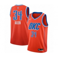 Men's Oklahoma City Thunder #34 Ray Allen Authentic Orange Finished Basketball Jersey - Statement Edition