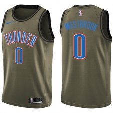 Men's Nike Oklahoma City Thunder #0 Russell Westbrook Swingman Green Salute to Service NBA Jersey