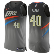 Men's Nike Oklahoma City Thunder #40 Shawn Kemp Authentic Gray NBA Jersey - City Edition